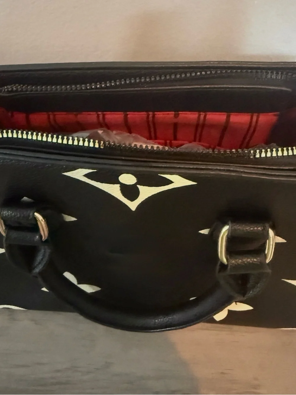 Designer Black and Cream Monogram Tote Bag 7in tall & 9in wide